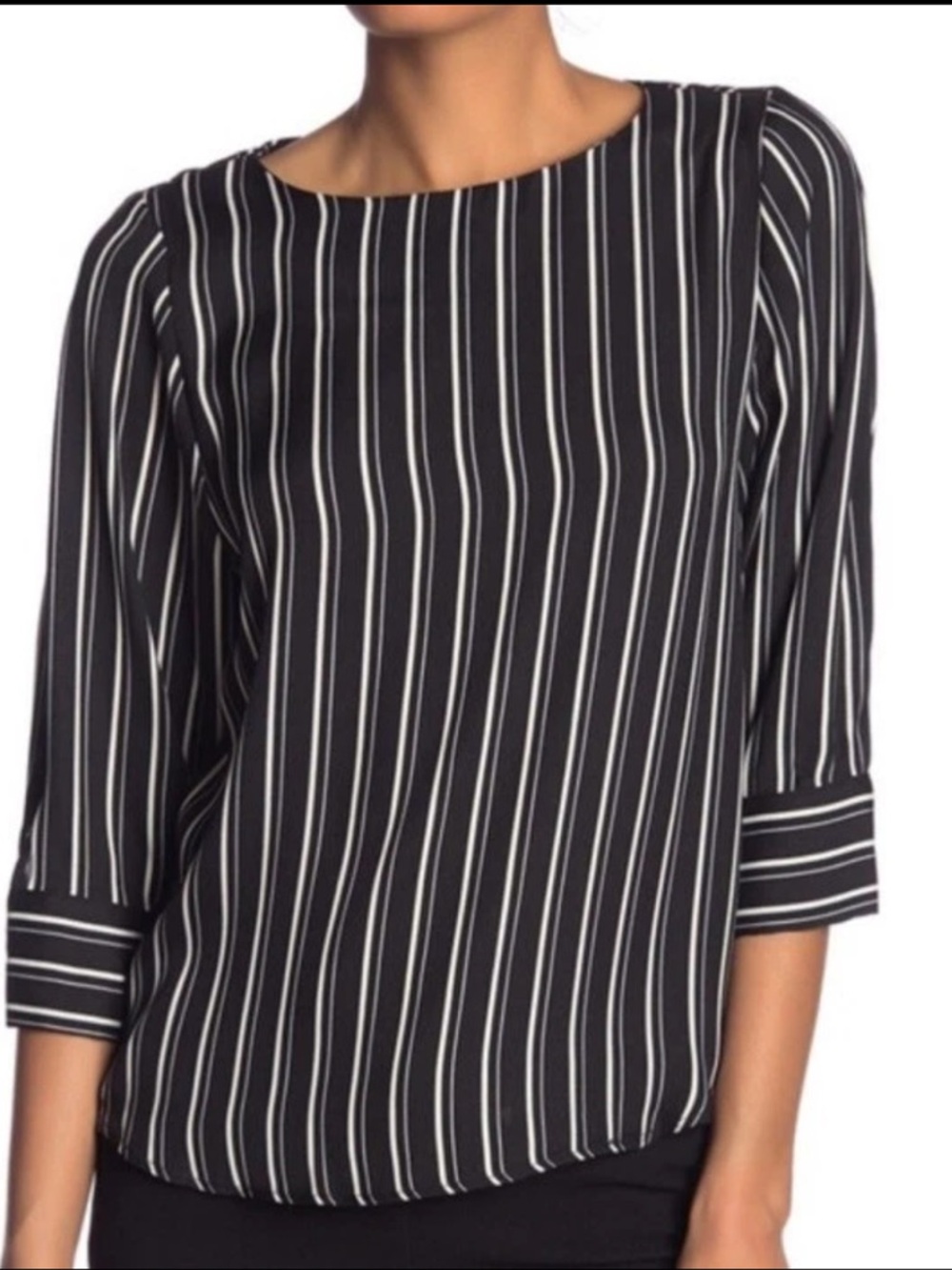 Tahari Striped Blouse Business Casual Sleek professional workwear essential S